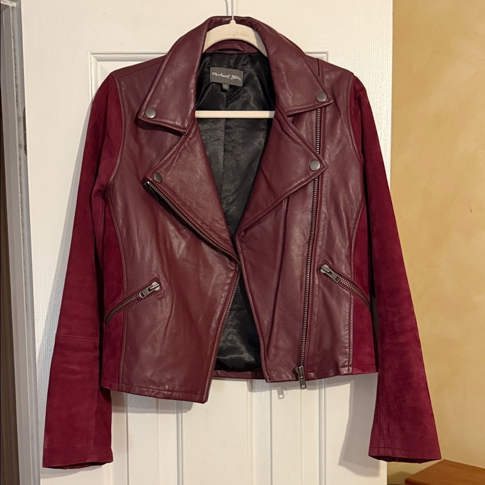 Michael Stars Plum Real Lambskin and suede leather Jacket.